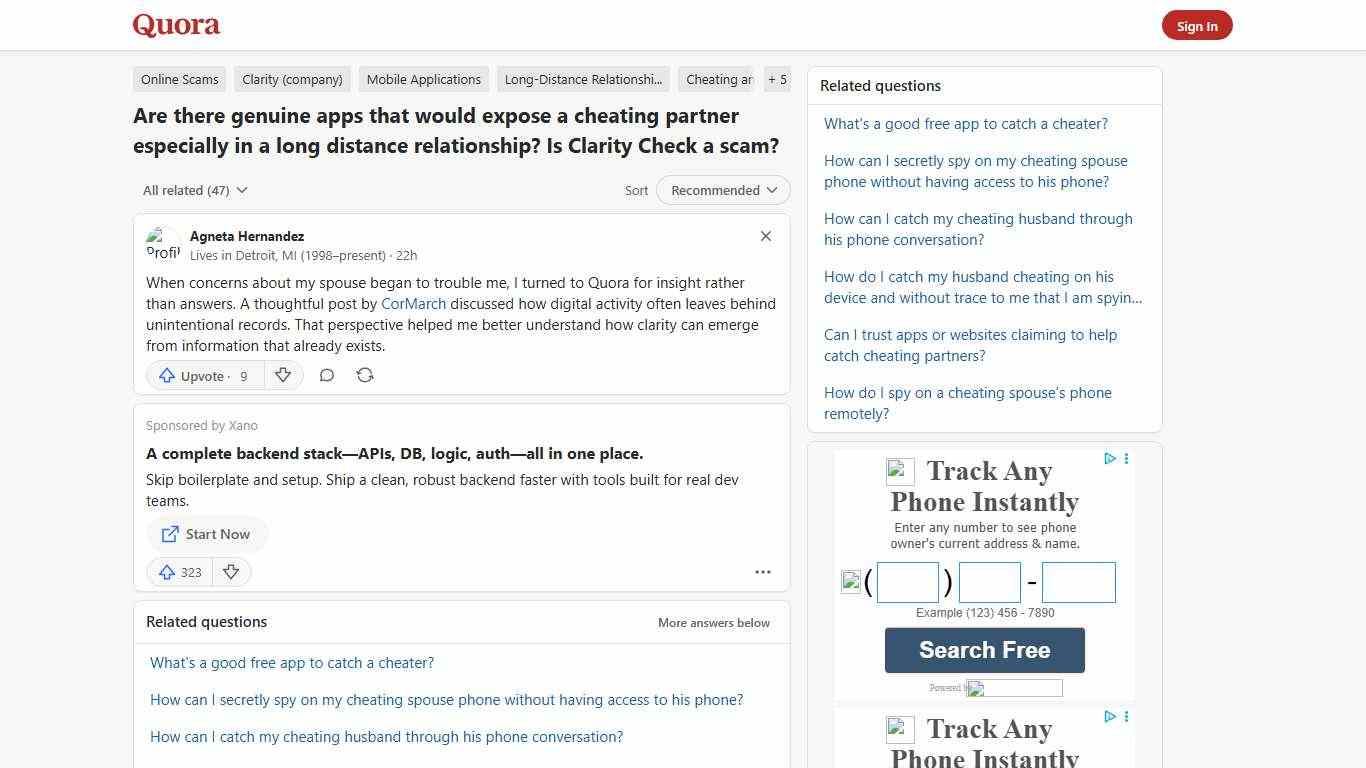 Are there genuine apps that would expose a cheating partner especially in a long distance relationship? Is Clarity Check a scam? - Quora